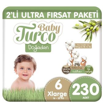 Baby Turco Doğadan 6 Numara Bantlı Bebek Bezi 230'lu