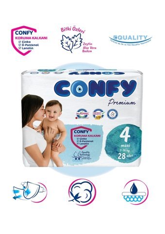 Confy Premium 4 Numara Bantlı Bebek Bezi 28'li