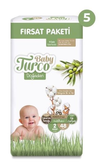 Baby Turco Doğadan 2 Numara Bantlı Bebek Bezi 240'lı