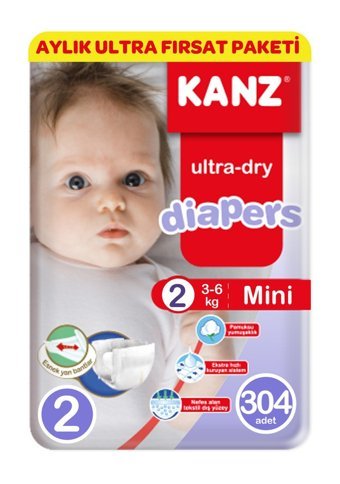 Kanz Diapers 2 Numara Bantlı Bebek Bezi 304'lü
