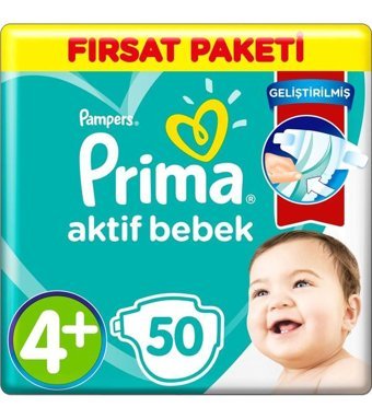 Prima 4 Numara Bantlı Bebek Bezi 50'li