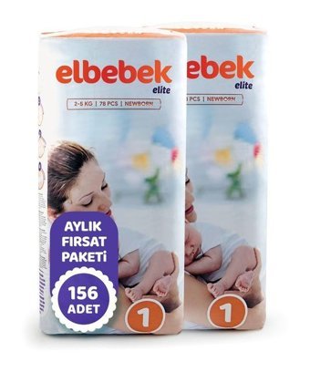 Elbebek Elite 1 Numara Bantlı Bebek Bezi 156'lı