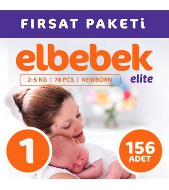 Elbebek Elite 1 Numara Bantlı Bebek Bezi 156'lı