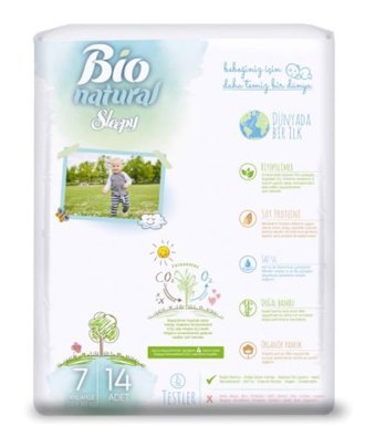 Sleepy Bio Natural 7 Numara Bantlı Bebek Bezi 14'lü