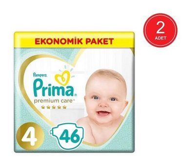 Prima Premium Care 4 Numara Bantlı Bebek Bezi 2x46'lı