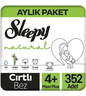 Sleepy Natural 4+ Numara Bantlı Bebek Bezi 4x88'li