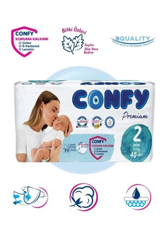 Confy Premium 2 Numara Bantlı Bebek Bezi 40'lı
