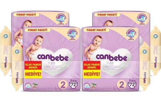 Canbebe 2 Numara Bantlı Bebek Bezi 288'li