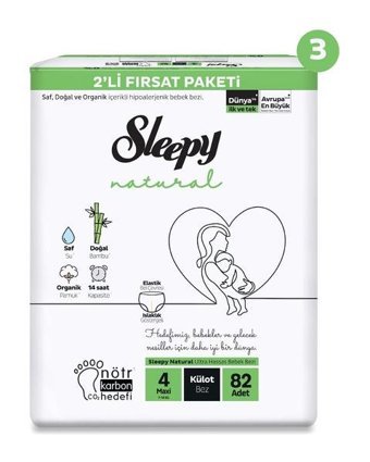 Sleepy Natural 4 Numara Külot Bebek Bezi 246'lı