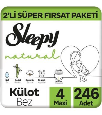 Sleepy Natural 4 Numara Külot Bebek Bezi 246'lı