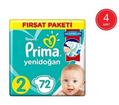 Prima Pampers 2 Numara Bantlı Bebek Bezi 4x72'li