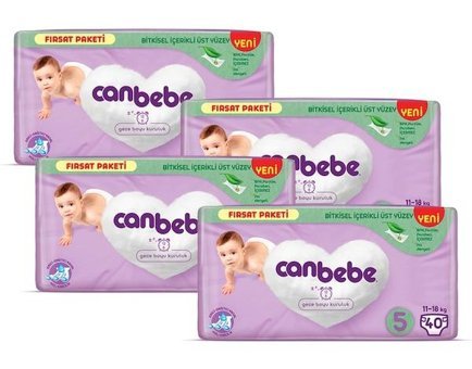 Canbebe 5 Numara Bantlı Bebek Bezi 4x40'lı