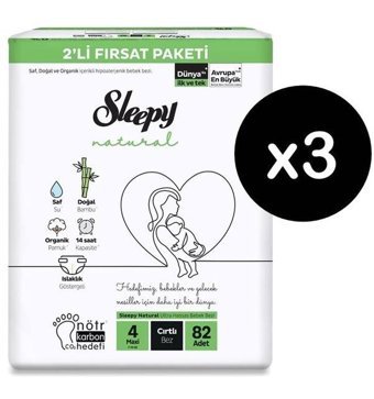 Sleepy Natural 4 Numara Bantlı Bebek Bezi 3x82'li
