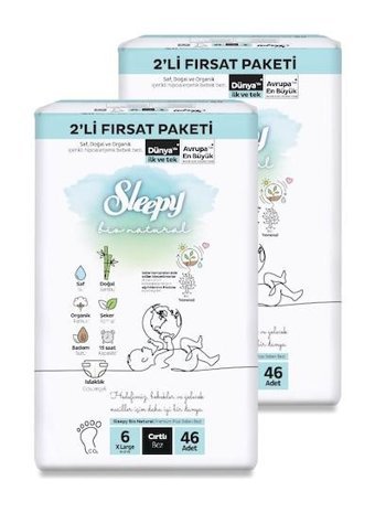 Sleepy Bio Natural 6 Numara Bantlı Bebek Bezi 92'li