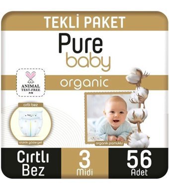 Sleepy Organik 3 Numara Organik Bantlı Bebek Bezi 56'lı