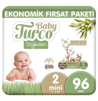 Baby Turco Doğadan 2 Numara Bantlı Bebek Bezi 96'lı