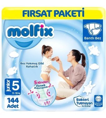 Molfix 5 Numara Bantlı Bebek Bezi 3x48'li