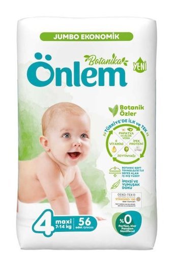 Önlem Botanika 4 Numara Bantlı Bebek Bezi 56'lı