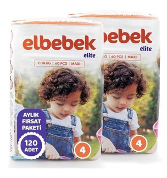 Elbebek Elite 4 Numara Bantlı Bebek Bezi 120'li