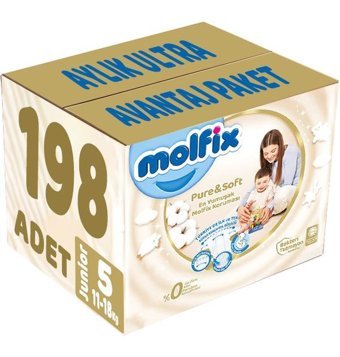 Molfix Pure Soft 5 Numara Bantlı Bebek Bezi 198'li
