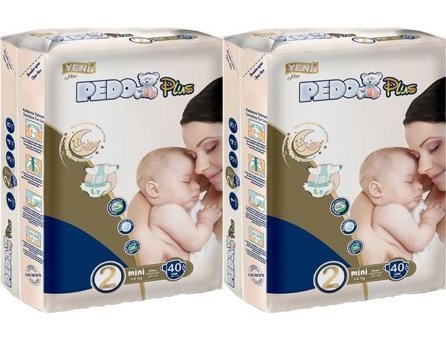 Pedo 2 Numara Bantlı Bebek Bezi 2x40'lı