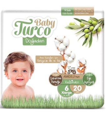 Baby Turco Doğadan 6 Numara Bantlı Bebek Bezi 20'li