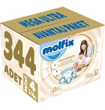 Molfix Pure Soft 4 Numara Bantlı Bebek Bezi 344'lü
