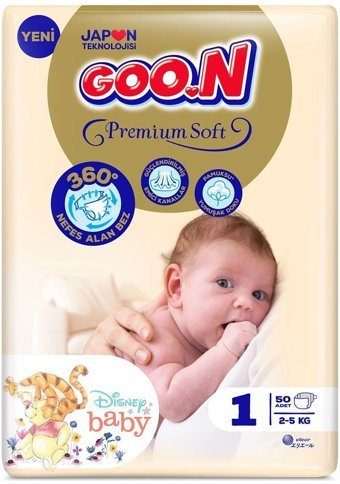 Goon Premium Soft 1 Numara Bantlı Bebek Bezi 200'lü