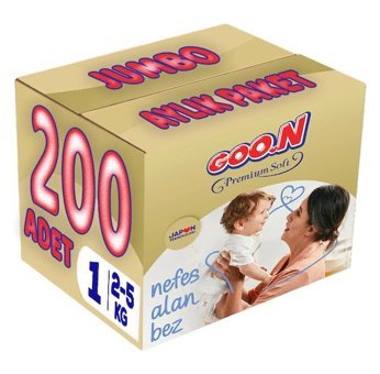 Goon Premium Soft 1 Numara Bantlı Bebek Bezi 200'lü