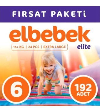 Elbebek Elite 6 Numara Bantlı Bebek Bezi 192'li