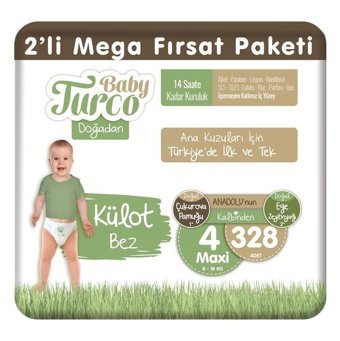Baby Turco Doğadan 4 Numara Külot Bebek Bezi 328'li