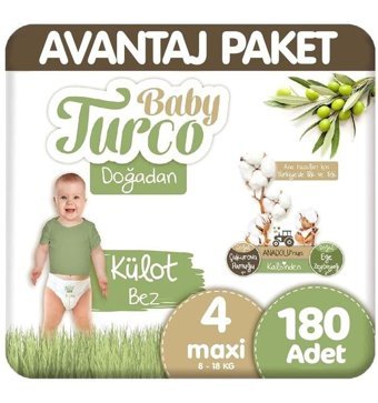 Baby Turco Doğadan 4 Numara Külot Bebek Bezi 2x90'lı