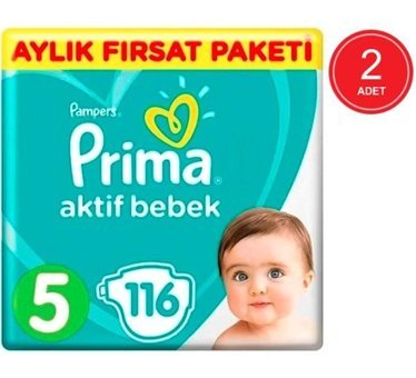 Prima Pampers 5 Numara Bantlı Bebek Bezi 2x116'lı