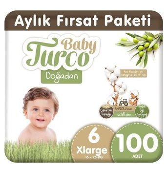 Baby Turco Doğadan 6 Numara Bantlı Bebek Bezi 100'lü