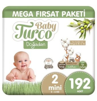 Baby Turco Doğadan 2 Numara Bantlı Bebek Bezi 192'li