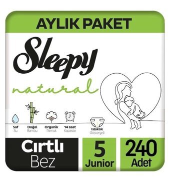 Sleepy Natural 5 Numara Bantlı Bebek Bezi 240'lı