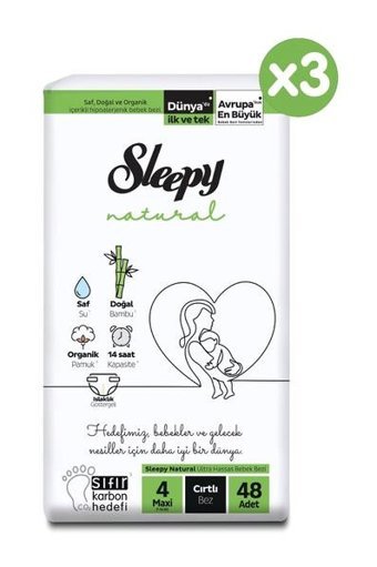 Sleepy Natural 4 Numara Bantlı Bebek Bezi 144'lü