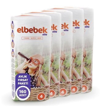 Elbebek Elite 4 Numara Bantlı Bebek Bezi 160'lı
