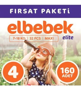 Elbebek Elite 4 Numara Bantlı Bebek Bezi 160'lı