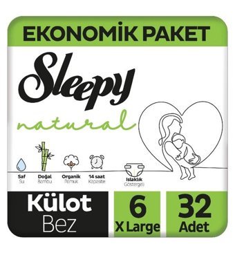 Sleepy Natural 6 Numara Külot Bebek Bezi 2x32'li
