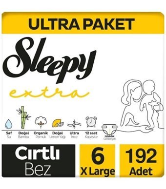Sleepy Extra 6 Numara Bantlı Bebek Bezi 192'li