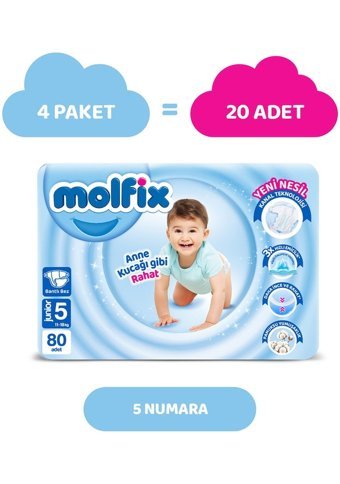 Molfix 5 Numara Bantlı Bebek Bezi 80'li