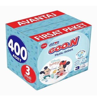 Goon Mutlu Bebek 3 Numara Bantlı Bebek Bezi 400'lü