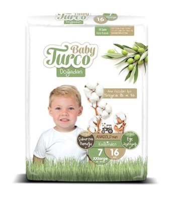 Baby Turco Doğadan 7 Numara Bantlı Bebek Bezi 16'lı
