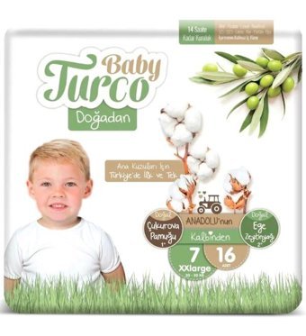 Baby Turco Doğadan 7 Numara Bantlı Bebek Bezi 16'lı
