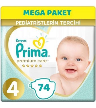 Prima Premium Care 4 Numara Bantlı Bebek Bezi 74'lü