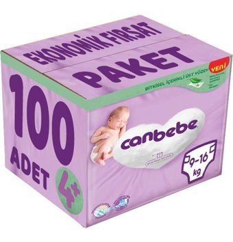 Canbebe 4 Numara Bantlı Bebek Bezi 100'lü