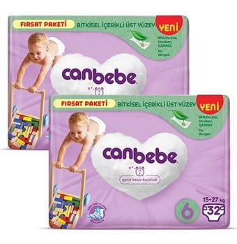 Canbebe 6 Numara Bantlı Bebek Bezi 2x32'li