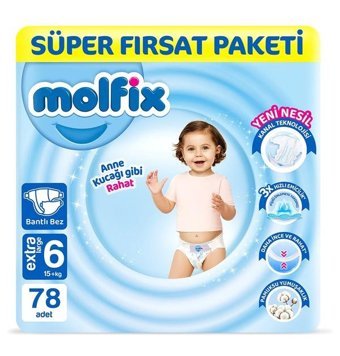 Molfix 6 Numara Bantlı Bebek Bezi 78'li