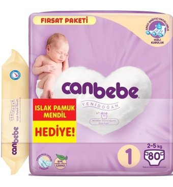 Canbebe 1 Numara Bantlı Bebek Bezi 160'lı